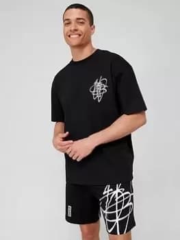 Image of HUGO Denevada Oversize Fit T-Shirt - Black, Size S, Men