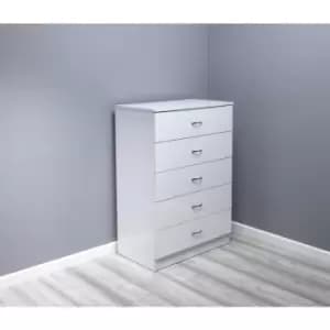 Image of Chilton Modern 5 Drawer Chest - High White Gloss - White