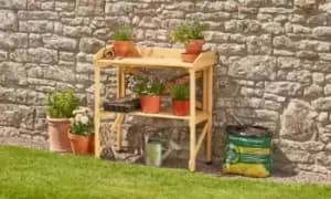 Image of Wooden Two-Tier Potting Bench