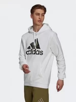 Image of adidas Essentials Fleece Camo-print Hoodie, White, Size 2XL, Men
