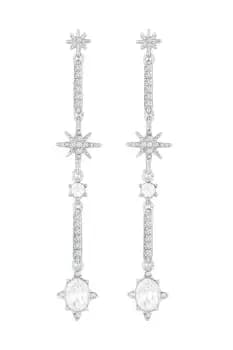 Image of Silver Crescent Celestial Drop Earrings