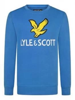 Image of Lyle & Scott Boys Eagle Logo Crew Sweat - French Blue, French Blue, Size 9-10 Years