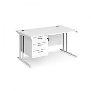 Image of Maestro 25 Cantilever Desk with Three Drawer Pedestal 800 mm Oak