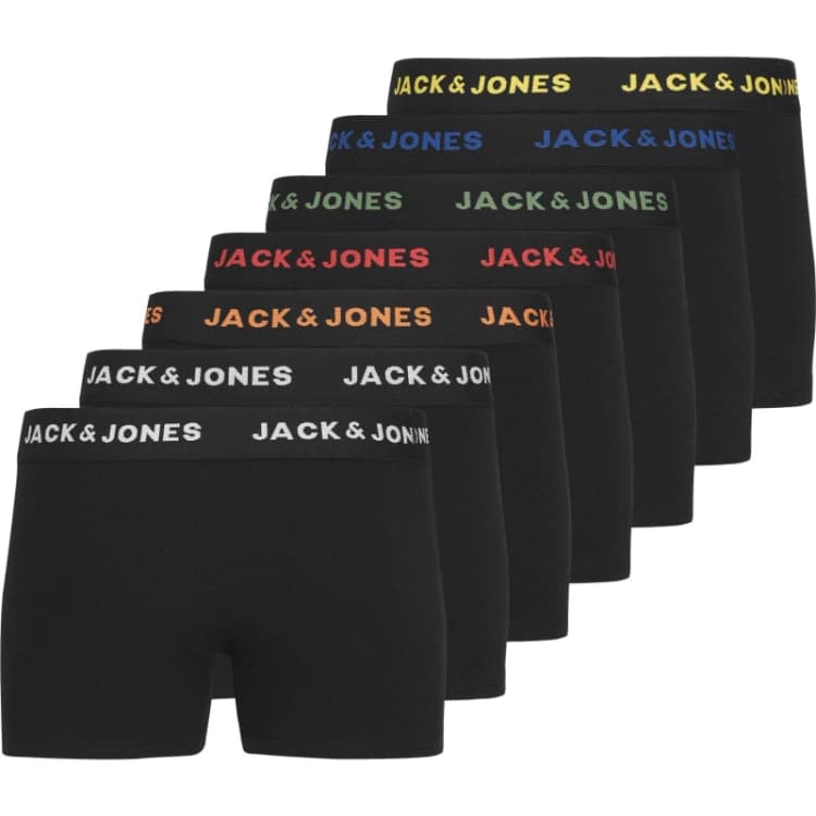 Image of Jack and Jones 7 Pack Basic Trunks Juniors - Black 9 - 10 Years