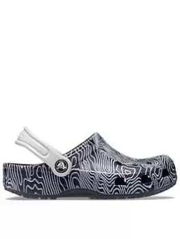 Image of Crocs Classic Topographic Sandal, Navy, Size 11 Younger