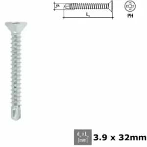 Image of Self Tapping Screw uPVC PVC PH Head Self-drilling Galvanized - Size 3.9x32mm - Pack of 100