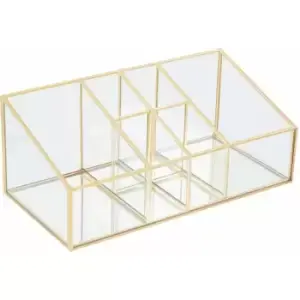 Image of 6 Compartments Clear Glass Makeup Organiser - Premier Housewares