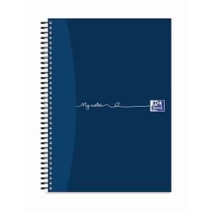 Image of Oxford My Notes A4 Notebook Wirebound 100 Pages 70gm2 Punched 4 Holes Perforated Ruled Margin Card Cover Blue Pack 5