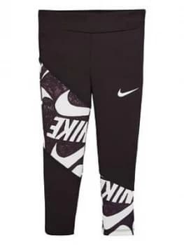 Image of Nike Younger Girls Marker Graphic Dri-fit Leggings - Black, Size 6-7 Years, Women