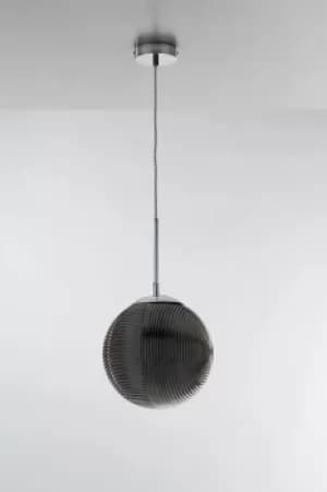 Image of Greenwich Round Glass Ceiling Pendant, Grey, E27