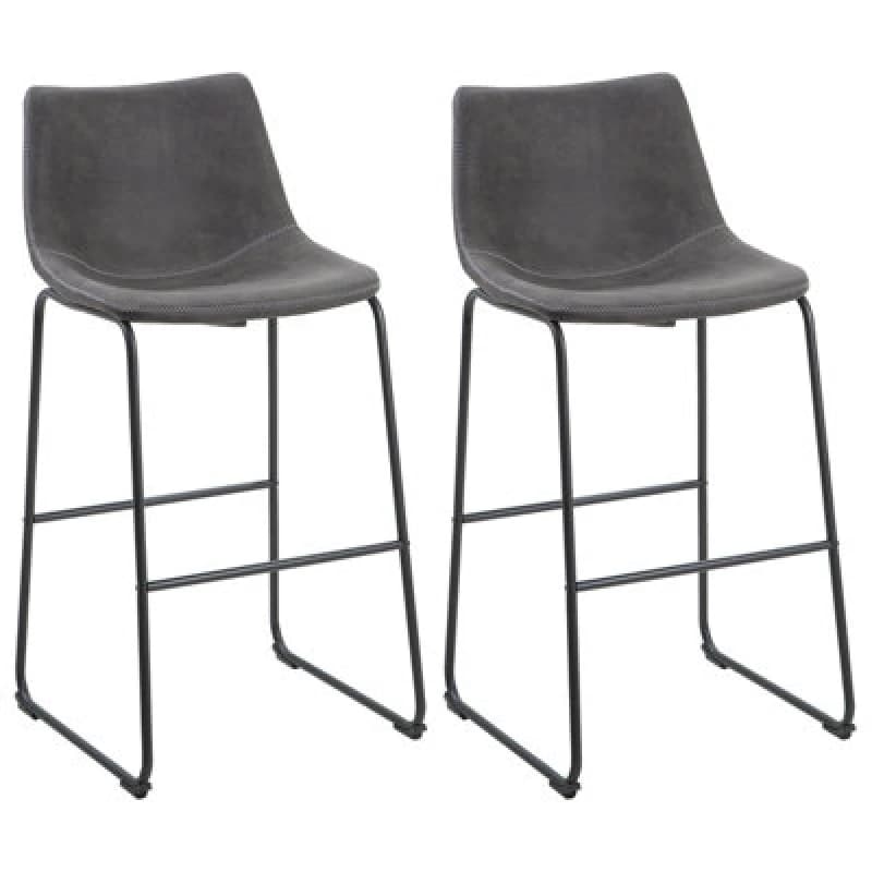 Image of Beliani Set Of 2 Bar Chairs Franks Grey