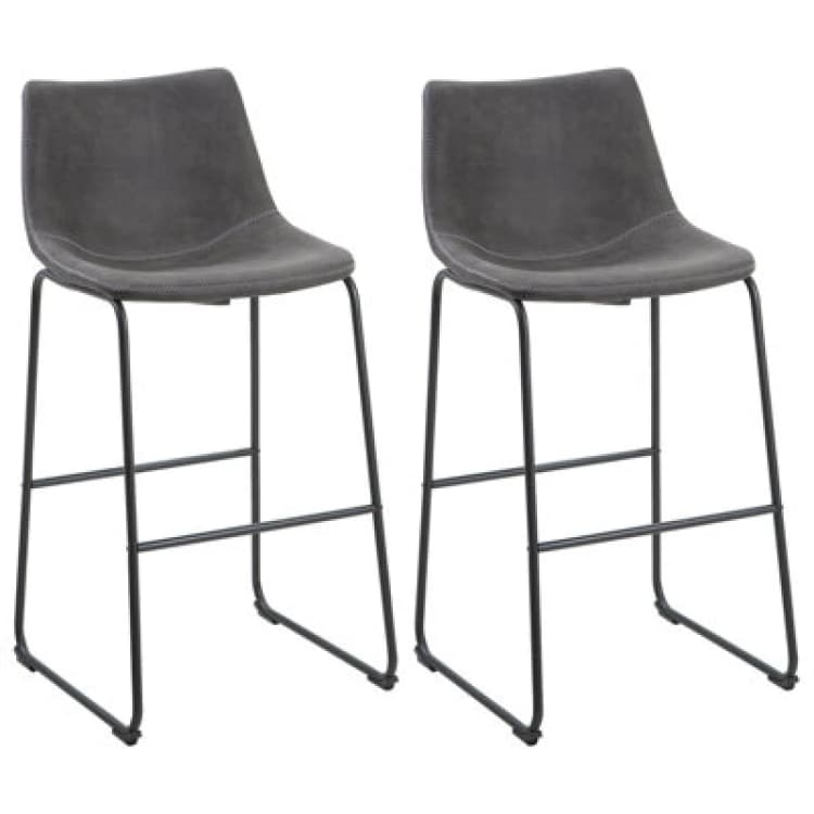 Image of Beliani Set Of 2 Bar Chairs Franks Grey