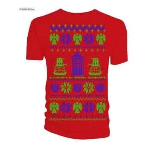 Image of Doctor Who - Ugly Xmas Sweater Mens Large T-Shirt - Red