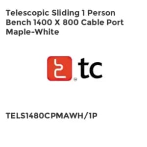 Image of TC Group Telescopic Sliding 1 Person Bench 1400 x 800 Cable Port Maple-White