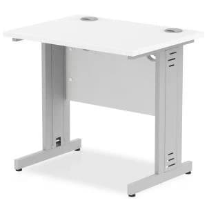 Image of Trexus Desk Rectangle Cable Managed Silver Leg 800x600mm White Ref