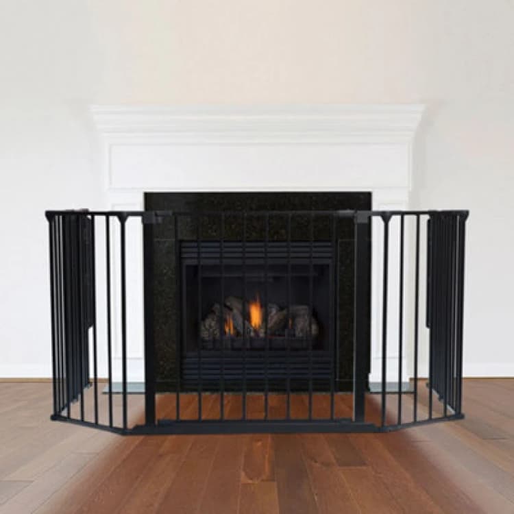 Image of Safetots Multi Panel Fire Surround, 82Cm Deep X 104Cm Wide, Black, 70Cm Tall, Child And Pet Safety, Baby And Toddler Fire Guard