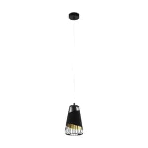 Image of Hanging Ceiling Pendant Light Black & Gold 1x 60W E27 Hallway Feature Lamp