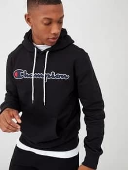 Image of Champion Logo Overhead Hoodie - Black, Size XL, Men