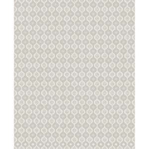 Image of Superfresco Luxe Ogee White Silver Wallpaper