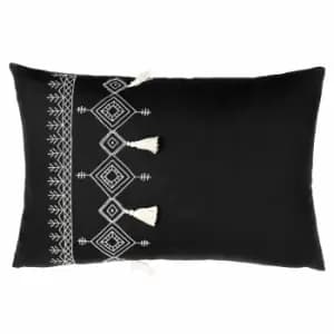Image of Pritta Tasselled Cushion Black / 40 x 60cm / Polyester Filled