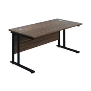 Image of Jemini Rectangular Double Upright Cantilever Desk 1200x800x730mm Dark Walnut/Black KF823025