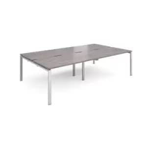 Image of Adapt double back to back desks 2800mm x 1600mm - silver frame, grey oak top