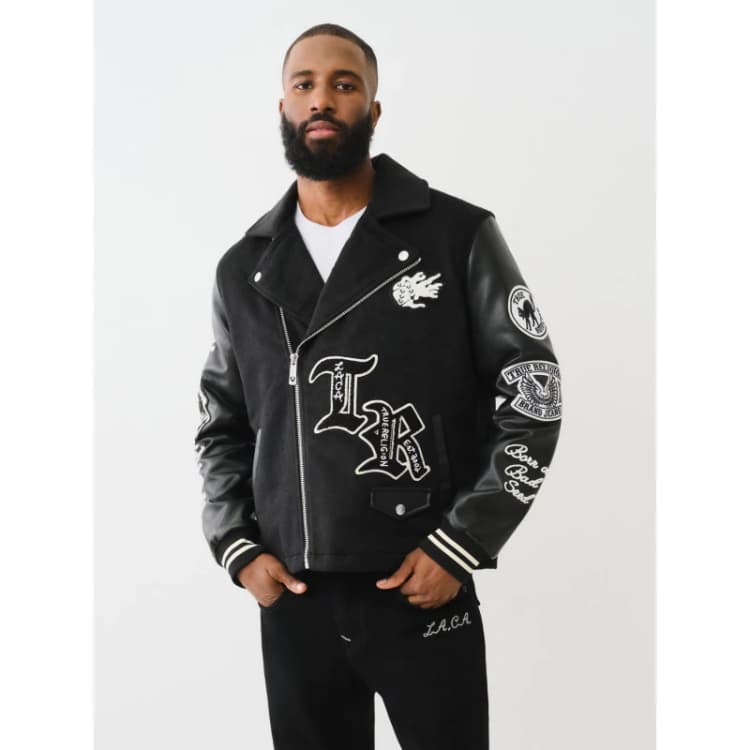 Image of True Religion True Biker Jacket Jet Black male S