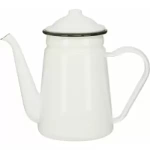 Image of White Coffee Pot White Fancy Pot White Curved Handle And Gooseneck Shaped Mouth For Minimal Spillage Coffee and Tea Pot 1.0 Litre 19 x 21 x 11