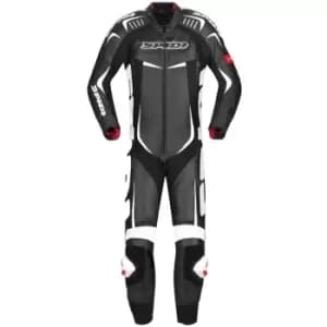 Image of Spidi Track Wind Pro One Piece Motorcycle Leather Suit, black-white, Size 48, black-white, Size 48