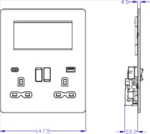 Image of KnightsBridge Screwless Small Multimedia Combination Plate with FASTCHARGE - Anthracite