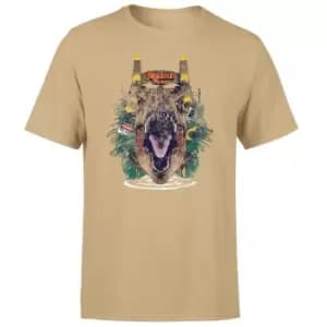 Image of Jurassic Park T-Rex Break Out Unisex T-Shirt - Tan - L
