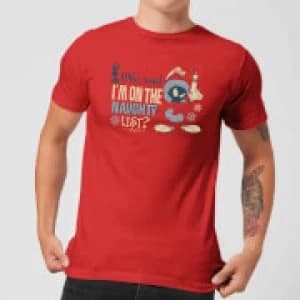 Image of Looney Tunes Martian Who Said Im On The Naughty List Mens Christmas T-Shirt - Red - L