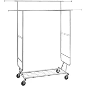 Image of VEVOR Heavy Duty Clothes Rack, Double Hanging Rod Clothing Garment Rack for Hanging Clothes, Adjustable Height and Extendable Length Clothing Rack