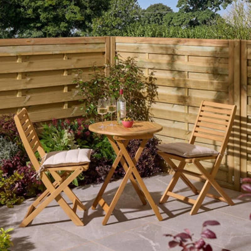 Image of Rowlinson Ashdown Folding Bistro Set with Cushions, Brown ASHBISTRO