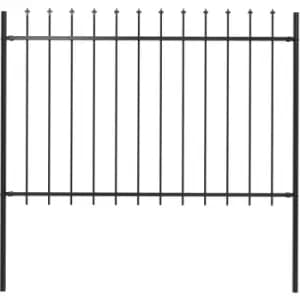Image of Garden Fence with Spear Top Steel 1.7x1.2 m Black Vidaxl Black