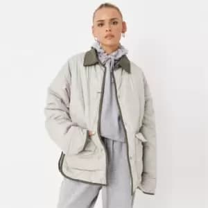 Image of Missguided Quilted Os Shacket - Green