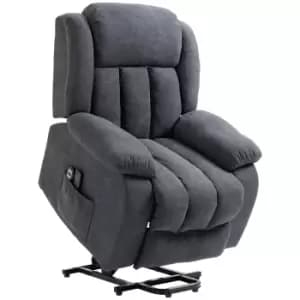 Image of HOMCOM Oversized Riser and Recliner Chairs for the Elderly, Heavy Duty Fabric Upholstered Lift Chair for Living Room with Remote Control, Side Pocket,