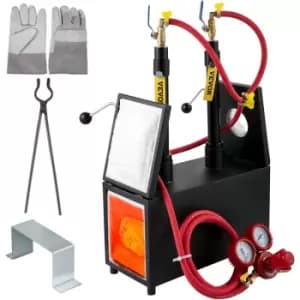 Image of VEVOR Propane Knife Forge, Farrier Furnace with Dual Burners, Portable Square Metal Forge with Two Durable Doors, Large Capacity, for Blacksmithing,