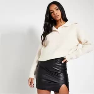 Image of I Saw It First Cosy Oversized Button Collared Jumper - Brown