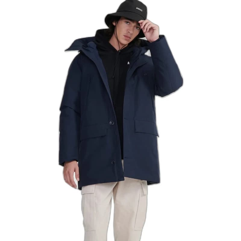 Image of Aigle Long hooded parka Aigle Gore-Tex Bleu Male L
