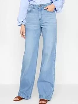 Image of Long Tall Sally Light Wash Wide Leg Jean 36 Inch, Blue, Size 14, Women