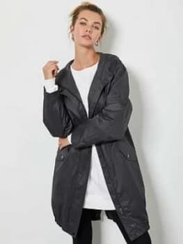 Image of Mint Velvet Metallic Stripe Back Lightweight Parka Jacket - Charcoal