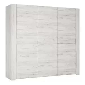 Image of Angel 3 Door Wardrobe In White Craft Oak Effect