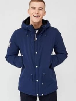 Image of Pretty Green Melange Hooded Jacket - Navy, Size XL, Men
