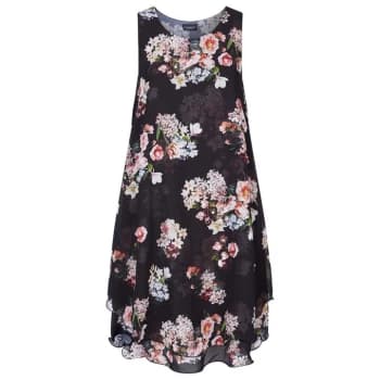 Image of James Lakeland Sleeveless Print Wave Hem Dress - Black