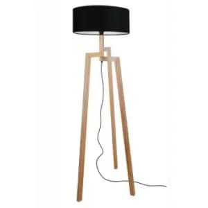 Image of Larissa Lighting - Larissa Agioi Tripod Floor Lamp 1 Light Wood Black