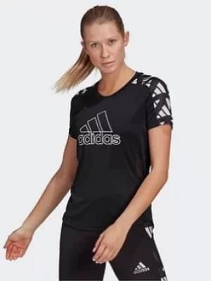Image of adidas Own The Run Celebration T-Shirt, Black Size M Women