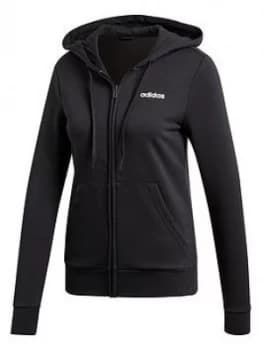 Image of Adidas Essentials Plain Full Zip Hoodie, Black, Size S, Women