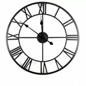 Image of Charlesbentley - Charles Bentley Round Skeleton Clock with Roman Numerals Matte Black 60cm - Matte black