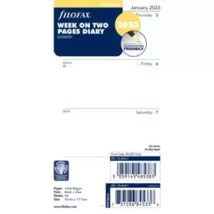 Image of Filofax Personal Week on Two Pages Monday 2023 Diary Refill, white